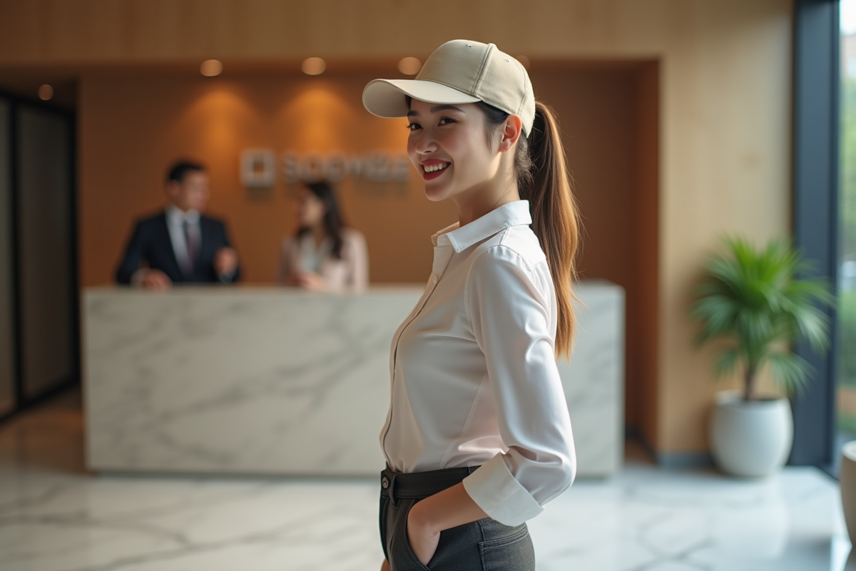 Jeune femme souriante parlant avec un collègue au bureau