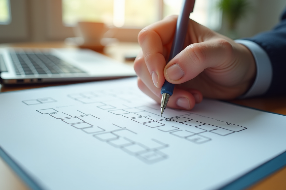 Main tenant un stylo vérifiant un questionnaire détaillé