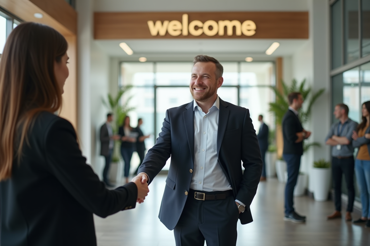 Senior serrant la main d