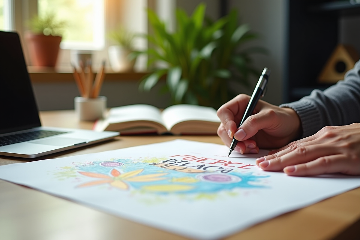 Artiste signant un certificat de propriété intellectuelle